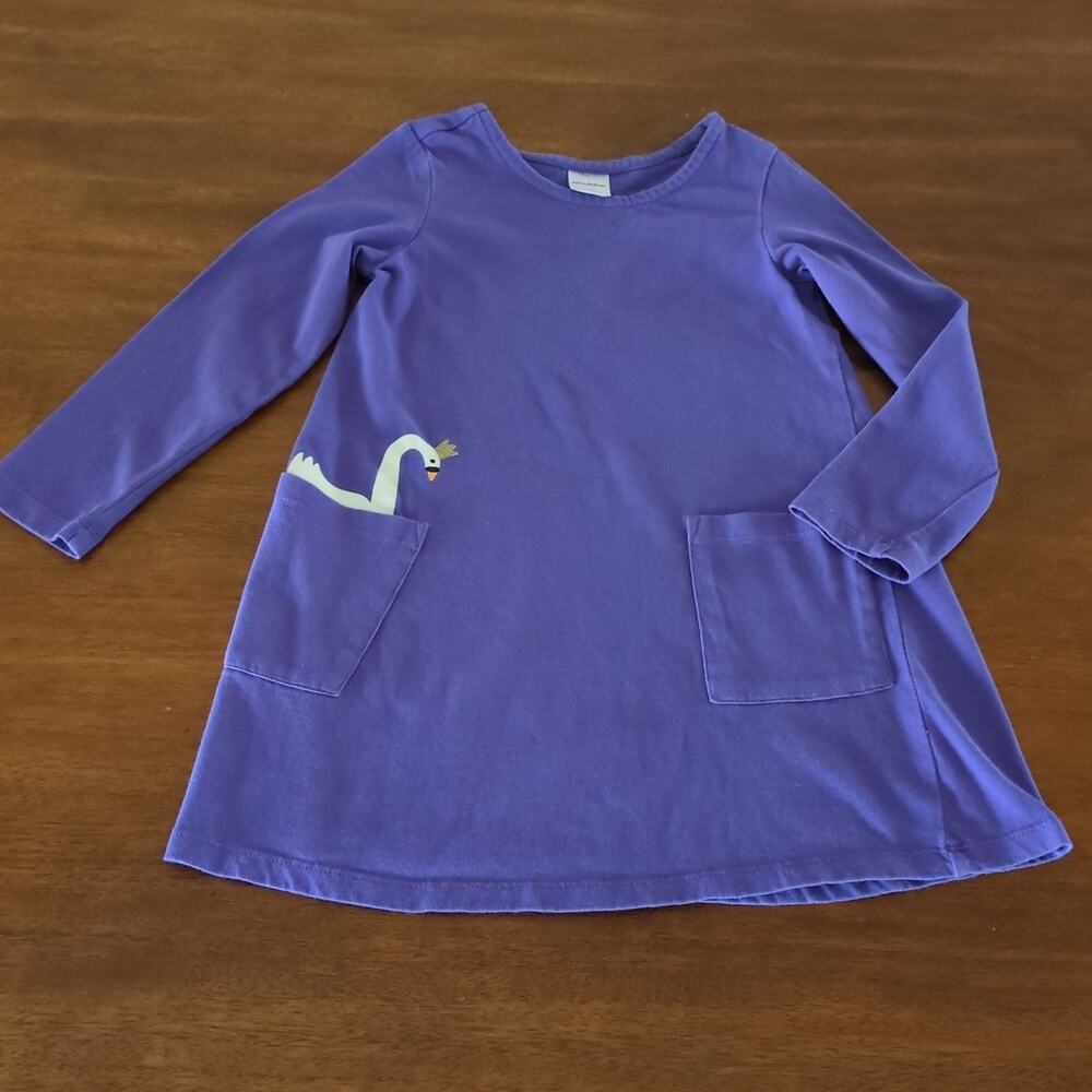 Hanna Andersson  Pocket Art  long sleeve purple Dress girls size 5